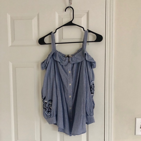 Loft Ruffle Button Off Shoulder Blouse - Picture 3 of 4